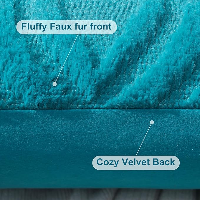 decorUhome Summer Throw Pillow Covers 12x20 Inch Set of 2, Soft Plush Faux Wool Teal Solid Couch Pillow Covers, Accent Farmhouse Neutral Rectangle Pillow Cases for Sofa Bed Living Room