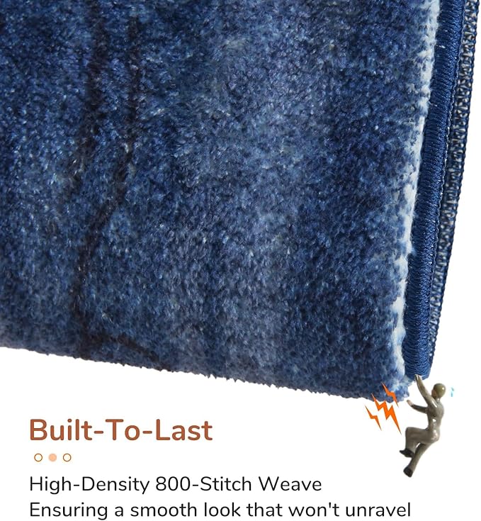 OPPODREAM Nautical Soft Area Rugs 5x7, Washable Dark Blue Rug with Non Slip Backing, 5 x 7 Faux Cashmere Low-Pile 5x7 Carpet