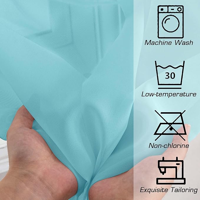 Simplebrand Rod Pocket Top Solid Voile Sheer Curtains for Bedroom, 54 Inch Length Drapes Set of 2, Lightweight and Light Filtering Elegant Aqua Curtains Panels Window Treatment, 42W×54L, Aqua