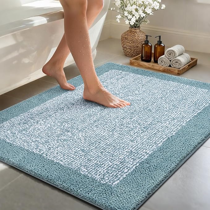 48x32 Large Bathroom Rugs Washable Non Slip, Dusty Blue Bath Mat for Bathroom Floor Tub, Soft Absorbent Quick Dry Mats for Shower, Bathtub,Home Decor