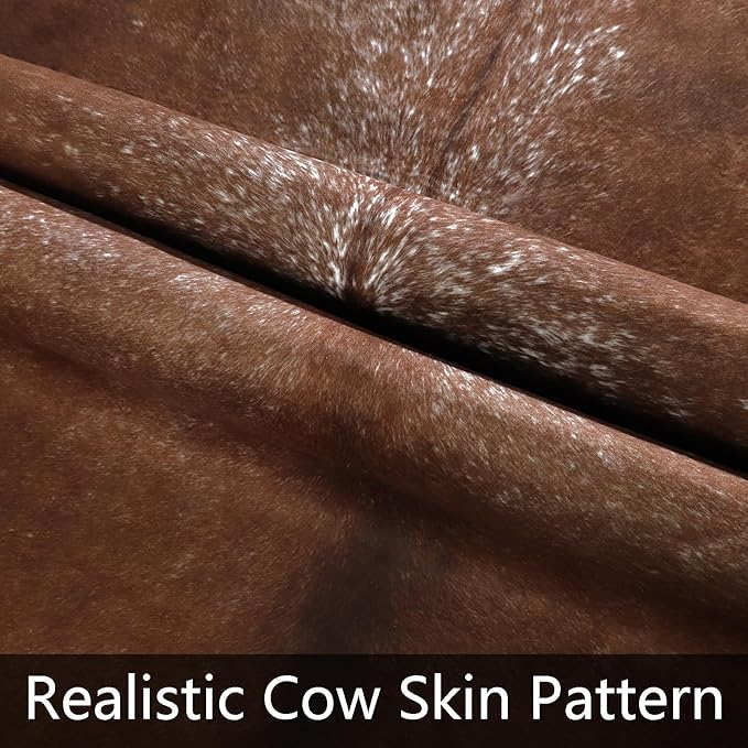 AROGAN 8×10 Feet Western Decor Faux Fur Cowhide Rug, Premium Animal Skin Cow Hide Rug, Sturdy Cow Print Rugs for Wall Decor, Western Floor Carpet for Bedroom Living Room, Dark Brown