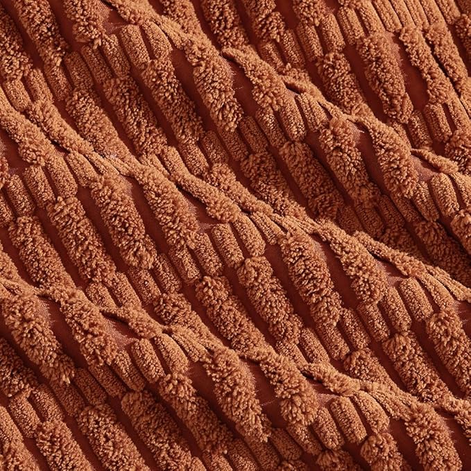 Fancy Homi 4 Packs Rust Decorative Throw Pillow Covers 12x24 Inch for Living Room Couch Bed Sofa, Terracotta Rustic Farmhouse Boho Home Decor, Soft Plush Striped Corduroy Square Cushion Case 30x60 cm