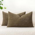 MIULEE Pack of 2 Coffee Throw Pillow Covers 12x20 Inch Soft Chenille Lumbar Pillow Covers for Sofa Living Room Couch Solid Dyed Cases