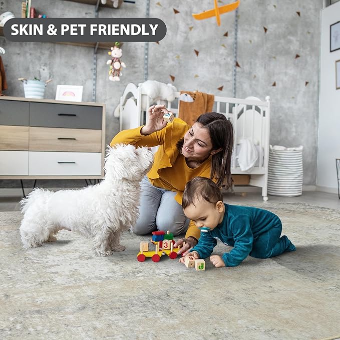 6x9 Area Rugs for Living Room Rug Washable: Abstract Rug for Dining Room Bedroom Carpet Non Slip 6 by 9 Indoor Modern Nursery Home Office Beige Grey