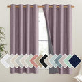 NICETOWN Chaise Mauve Vintage Linen 100% Blackout Curtains for Living Room, Thermal Insulated Curtains 45" Long, Noise Reducing Window Treatment Drapes for Hall Room, 52" Wide Per Panel, Set of 2