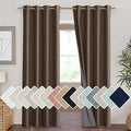 NICETOWN Coffee Vintage Linen 100% Blackout Curtains for Living Room, Thermal Insulated Curtains 84“ Long, Noise Reducing Window Treatment Drapes for Hall Room, 52" Wide Per Panel, Set of 2