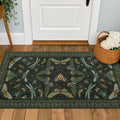 Hazo Haus 2x4 Entry Way Rugs Indoor - Dark Green Putdoor Rug for Kitchen, Bathroom, Insect Boho Design, Washable Non Slip Stain Resistant
