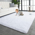 TWINNIS Super Soft Shaggy Rugs Fluffy Carpets 9x12 Feet, Indoor Modern Plush Area Rugs for Living Room Bedroom Kids Room Nursery Home Decor, Upgrade Anti-Skid Fuzzy Rug, White
