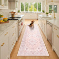 Area Rugs 2'6''x8' Runner Rug Non Slip Washable for Kitchen Hallway Bedroom Beside Laundry Room Bathroom Rug, Floor Carpet, Pink Greypink Cute