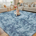 Rugs for Living Room 6x9, Alfombras para Salas Shag Large Plush Soft Area Rug, Shaggy Carpets for Bedroom, Kids Boys Girls Home Decor Aesthetic (Dark Blue Tie-Dyed, 6 x 9 Feet)