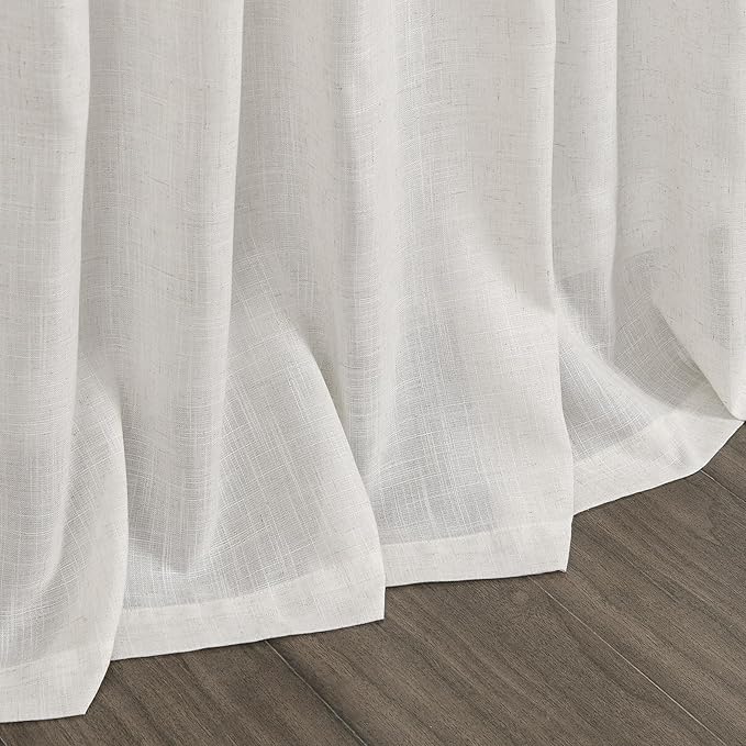 Nanspring Natural Linen Curtains for Living Room 105 Inches Long Rustic Farmhouse Decor Light Filtering Semi Sheer Curtain Back Tab and Rod Pocket Luxury Drapes for Bedroom Office 52x105, 2 Panels