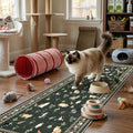 2'6"x8' Washable Kitchen Runner Rug - Soft Low Pile Floral Animal Cat Print Rugs with Non-Slip Backing Waterproof Stain-Resistant Indoor Carpet for Hallway Entryway Bathroom Bedroom (Sage Green)