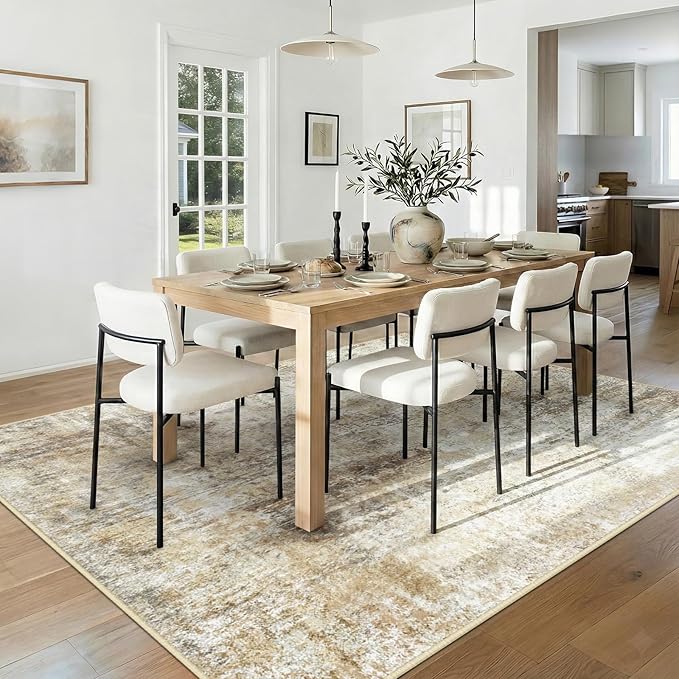 Washable Area Rugs 5'x8' Non-Slip Modern Abstract Soft for Living Room Entryway Bedroom Nursery, Print Pattern, Neutral Brown Gray