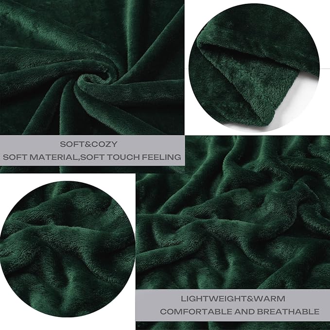 JIAHANNHA Fleece Blanket King Size Green 108 by 90 Inches Blankets for Couch Sofa Bed 280GSM,Super Soft Cozy and Luxury Bed Blanket for All Season