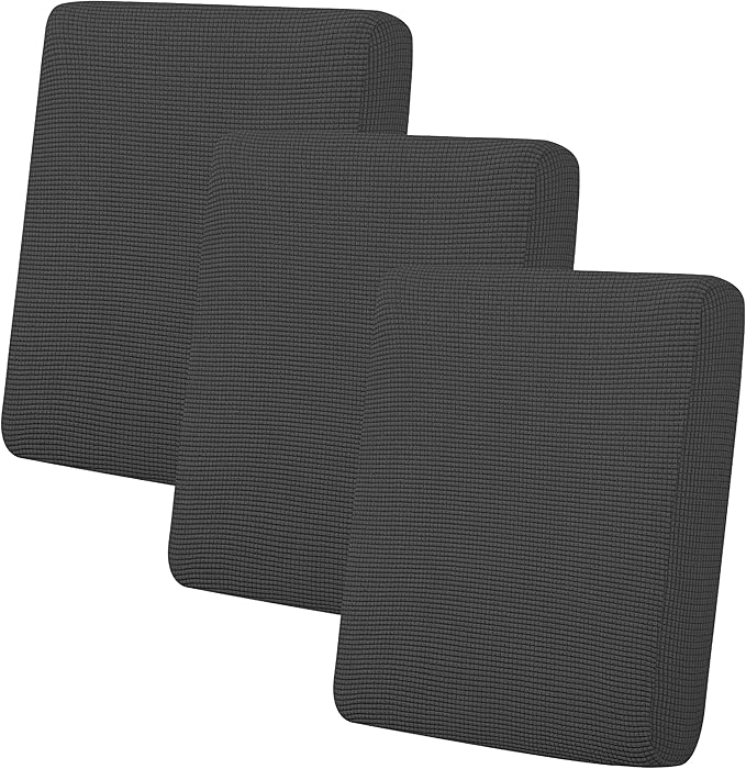 Easy-Going Stretch Individual Chair Couch Cushion Cover Sofa Cushion Furniture Protector Sofa slipcover Soft Flexibility with Elastic Bottom (3-Piece Sofa Cushion Cover, Dark Gray)