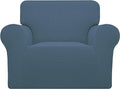 Easy-Going Stretch Oversized Chair Sofa Slipcover 1-Piece Couch Sofa Cover Furniture Protector Soft with Elastic Bottom for Kids Spandex Jacquard Fabric Small Checks Bluestone