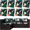 8Pcs Outdoor Cushion Covers, Patio Cushion Covers,Stretch Elastic Slipcovers, Replacement Washable & Reusable Furniture Protector for Patio Couch (Flower Bed,Cover Only)