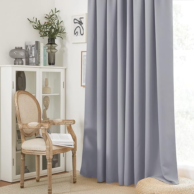 RYB HOME Short Blackout Curtains for Bedroom, Room Darkening Insulated Summer Heat Light UV Blocking Energy Saving Drapes for Nursery, Width 42 by Length 48, Silver Grey, Set of 2