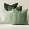 MIULEE Boho Farmhouse Sage Green Throw Pillow Covers 16x16 Inch Set of 4 Mordern Nordic Cushion Covers Soft Corduroy Spring Home Decor for Couch Bed Sofa Living Room Forest Green