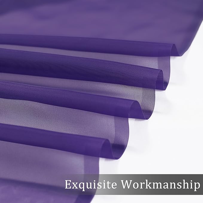 OWENIE Purple Sheer Curtains 63 inch Length 2 Panels Set, Rod Pocket Voile Fimly Sheer Drapes for Living Room/Bedroom, 2pcs, Each 42" W x 63" L