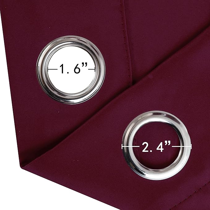 LEMOMO Burgundy Red Blackout Curtains/42 x 72 Inch/Set of 2 Panels Room Darkening Curtains for Bedroom