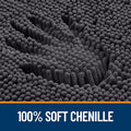 Bath Rug 47x32 Dark Grey Chenille, Absorbent, Machine Washable