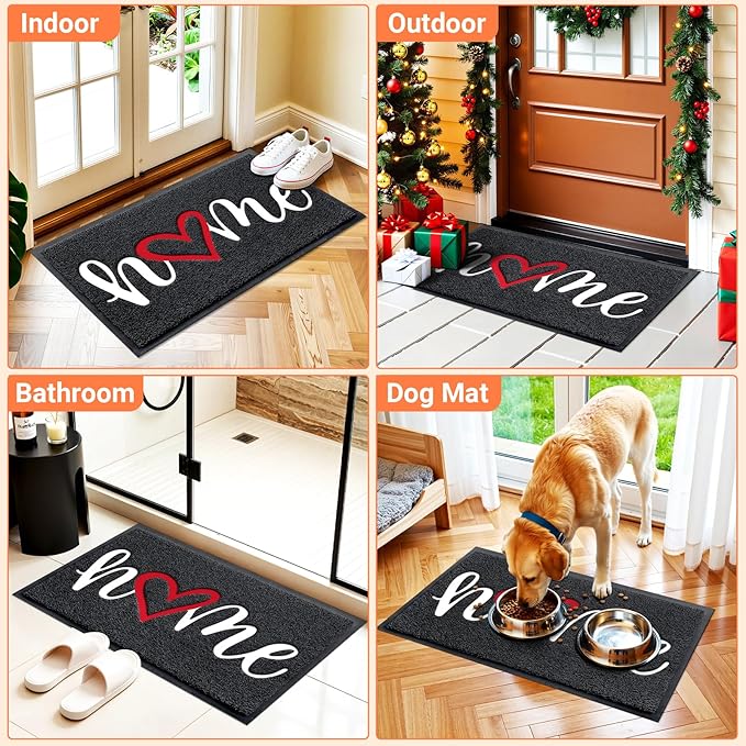 StepLively Door Mat Home Welcome Mats Outdoor and Indoor, Heavy-Duty Low-Profile Non-Slip Front Welcome Mat for Home Entrance, Outside Entry, Yard, Floor, Patio (30''x17.5'', Black)