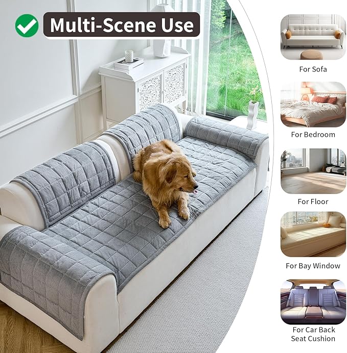 Couch Covers for Dogs Washable, Non Slip Couch Covers for Loveseat Sofa Pet Friendly, Soft Fuzzy Sofa Covers for Pet, Dog Couch Cover Furniture Protector(1PC,Light Grey,27.6"x82.7")