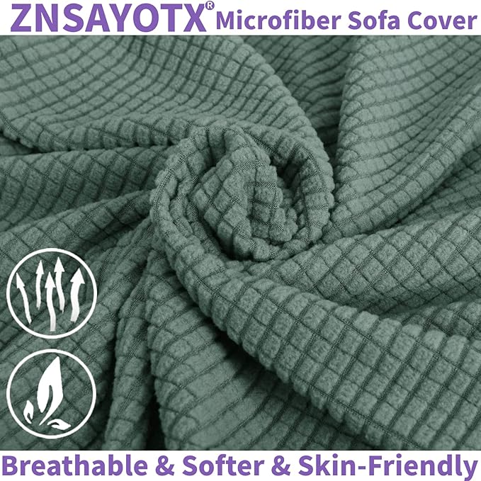 ZNSAYOTX Super Stretch Chair Slipcover Universal Sofa Chair Covers for Living Room Dogs Pet Furniture Protector Spandex Armchair Slipcovers with Anti Slip Foam Sticks (Pea Green, Chair)