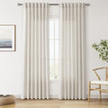 Nanspring Pearl White Linen Curtains 84 Inches Long for Living Room Light Filtering Semi Sheer Curtain Back Tab and Rod Pocket Coastal Decor Elegant Neutral Luxury Drapes for Bedroom 52x84, 2 Panels