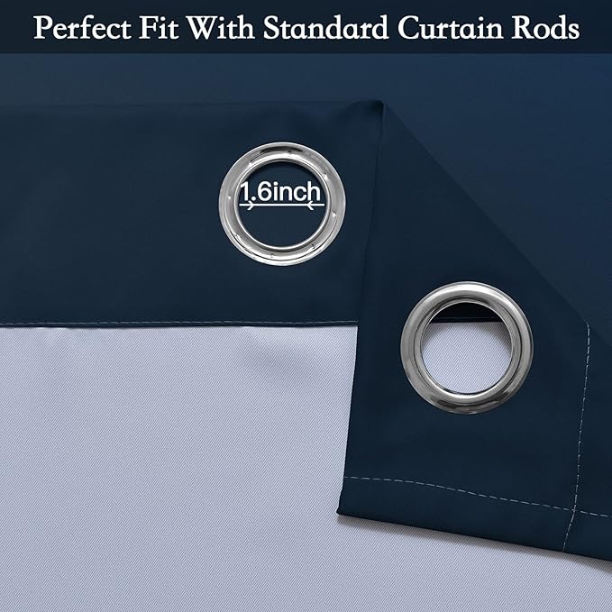 SimpleHome Navy Blue Ombre Room Darkening Curtains for Living Room, Light Blocking Gradient Thermal Insulated Grommet Window Curtains/Drapes for Bedroom, 2 Panels, 52x84 inches Length