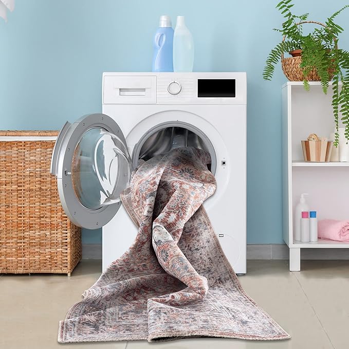 Machine Washable Cotton Area Rug, 4x6 Flat Weave