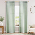 Nanspring Aqua Green Linen Curtains 84 Inch Length 2 Panels Set for Living Room Rod Pocket Back Tab Light Filtering Window Drapes for Bedroom Dining Room Protect Privacy Modern Farmhouse Decor 52x84