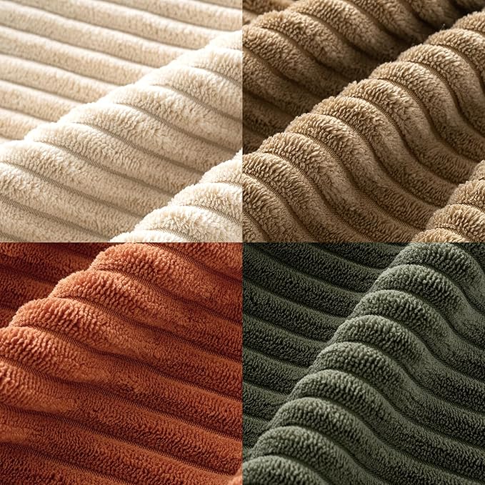 MIULEE Boho Farmhouse Throw Pillow Covers 18x18 Inch Set of 4 Rustic Modern Neutral Cushion Covers Soft Corduroy Nordic Home Decor for Couch Bed Sofa Living Room Rust-Olive Green