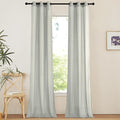 NICETOWN Linen Curtains 96 inches Long for Living Room, Grommet Semi Sheer Drapes Linen Weave Window Treatments Privacy Added with Light Filtering for Bedroom, Gray, W34 x L96, 2 Panels