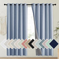 NICETOWN Stone Blue Vintage Linen 100% Blackout Curtains for Playroom, Thermal Insulated Curtains 72" Long, Noise Reducing Window Treatment Drapes for Laundry Room, 62" Wide Per Panel, Set of 2