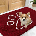 OLANLY Dog Door Mat for Muddy Paws 24x16, Paw Print Design, Absorbs Moisture and Dirt, Absorbent Non-Slip Washable Doormat, Quick Dry Chenille Mud Mat for Dogs, Entry Indoor Entryway Carpet, Red