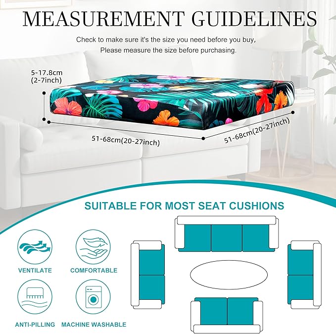 12 Pcs Stretch Patio Cushion Covers,Outdoor Couch Covers Replacement,Outdoor Couch & Sofa Slipcovers,for Patio Furniture Cushion Covers,Washable Reusable Furniture Protector (Summer Night ,Cover Only)