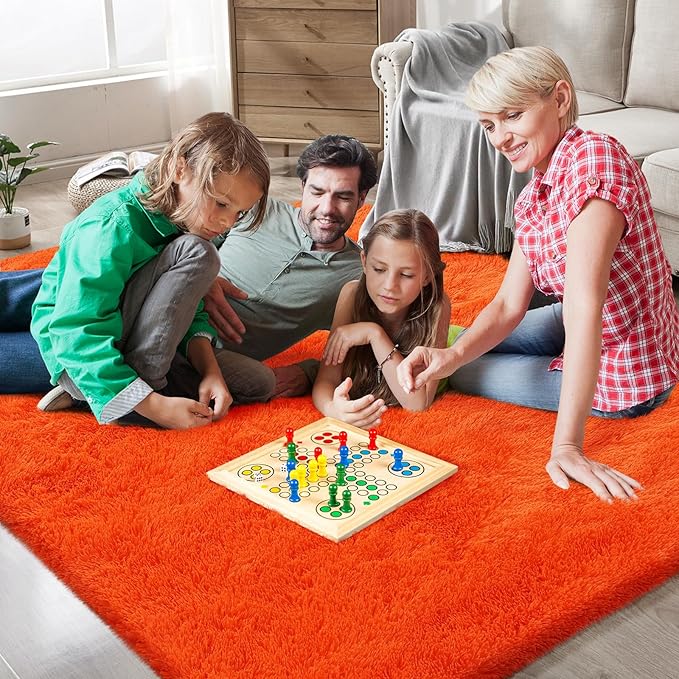 Shag Area Rugs for Bedroom Living Room,Orange 4X6 Ultra Soft Fluffy Area Rugs for Dorm, Indoor Carpet Nursery Rugs for Kids Room Home Halloween Decor