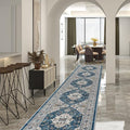 Hallway Washable Runner Rug - 2'6x14 Kitchen Rugs Entryway Rug Runner Vintage Soft Floor Mat Non Slip Indoor Farmhouse Carpet for Bathroom Living Room Bedroom (2'6''x14', Blue)