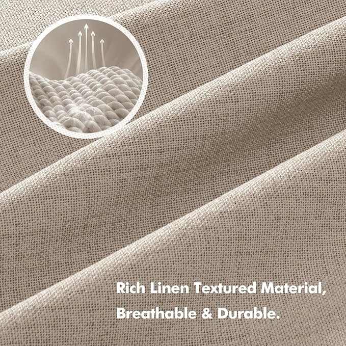 MIULEE 100% Blackout Linen Curtains for Bedroom, Taupe Solid Luxury Decor Thermal Insulation Room Darkening Drapes for Living Room Nursery Back Tab Rod Pocket 42 x 96 Inches, 2 Panels