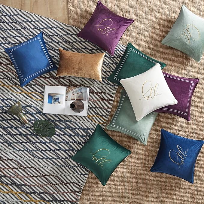 GIGIZAZA Gold Velvet Decorative Throw Pillow Covers for Sofa Bed 2 Pack Soft Cushion Cover 12x20