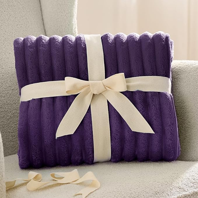 Bedsure GentleSoft Purple Fleece Blanket for Couch - Cozy Soft Blankets for Women, Cute Small Throws for Girls, 50x60 Inches
