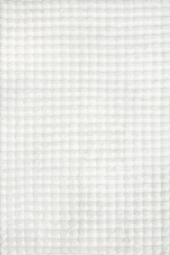 nuLOOM Jeni Off-White, 2' x 3', Solid Faux Rabbit, Fluffy and Cozy, High Traffic, Stain Resistant, Easy Clean, Durable Washable Area Rug for Bedroom, Living Room, Dining, Den, Foyer, Entryway