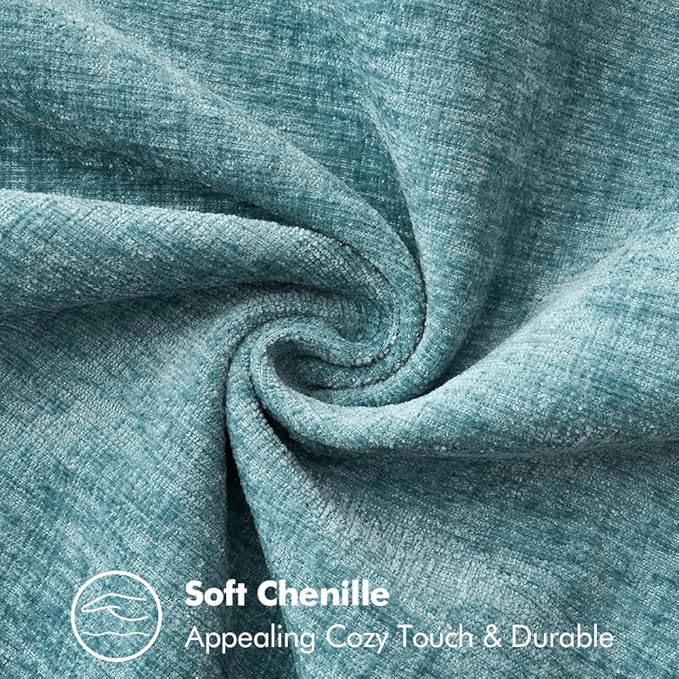 MIULEE Pack of 2 Couch Throw Pillow Covers 16x16 Inch Smoke Blue Farmhouse Decorative Pillow Covers with Stitched Edge Soft Chenille Solid Dyed Spring Pillow Covers for Sofa Bed Living Room