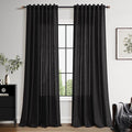 Nanspring Vintage Black Linen Curtains 96 Inches Long for Living Room Light Filtering Semi Sheer Curtain Back Tab Privacy Luxury Gothic Vintage Decor Drapes for Bedroom Office 52x96, 2 Panels