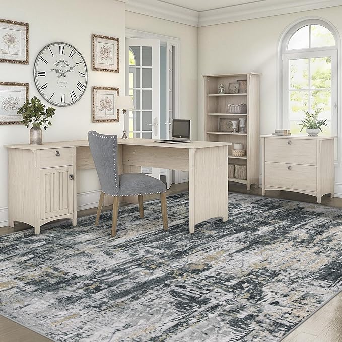 XLUEZ 6x9 Area Rugs for Living Room, Washable Modern Abstract Large Area Rug Neutral Soft Non Slip Kids Rug Stain Resistant Indoor Carpet for Bedroom Nursery Dining Room Playroom(BlackGreyGold,6'x9')