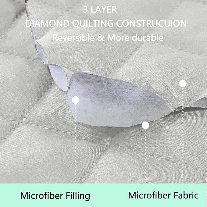 Recliner Chair Covers Reversible Sofa Cover Couch Cover for Pets Lazy Boy Furniture Protector(23''Chair,Light Grey/Light Grey)