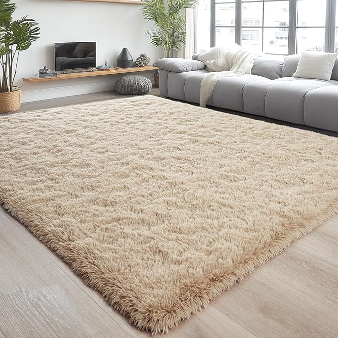 Chicrug Soft Area Rugs for Bedroom Living Room Plush Fluffy Rug 3x5 Feet, Shag Furry Area Rug Carpet Non Shedding for Nursery Children Kids Girls Room Home Decorative, Camel