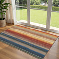 3x5 Ombre Entry Rug - Small Washable Indoor Outdoor Mats for Front Door Non-Slip Porch Rug Rust Blue Modern Rainbow Throw Rugs for Living Room Bedroom Entryway Kitchen Office Porch Decor